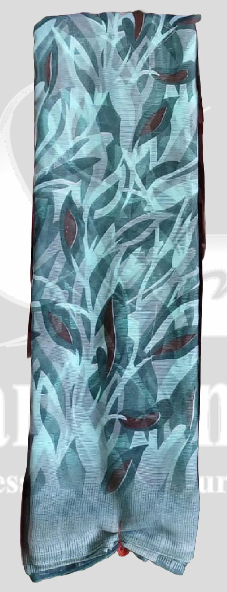 Chiffon Leaf Printed Saree - SANGNI1202 - Aqua Teal Mix